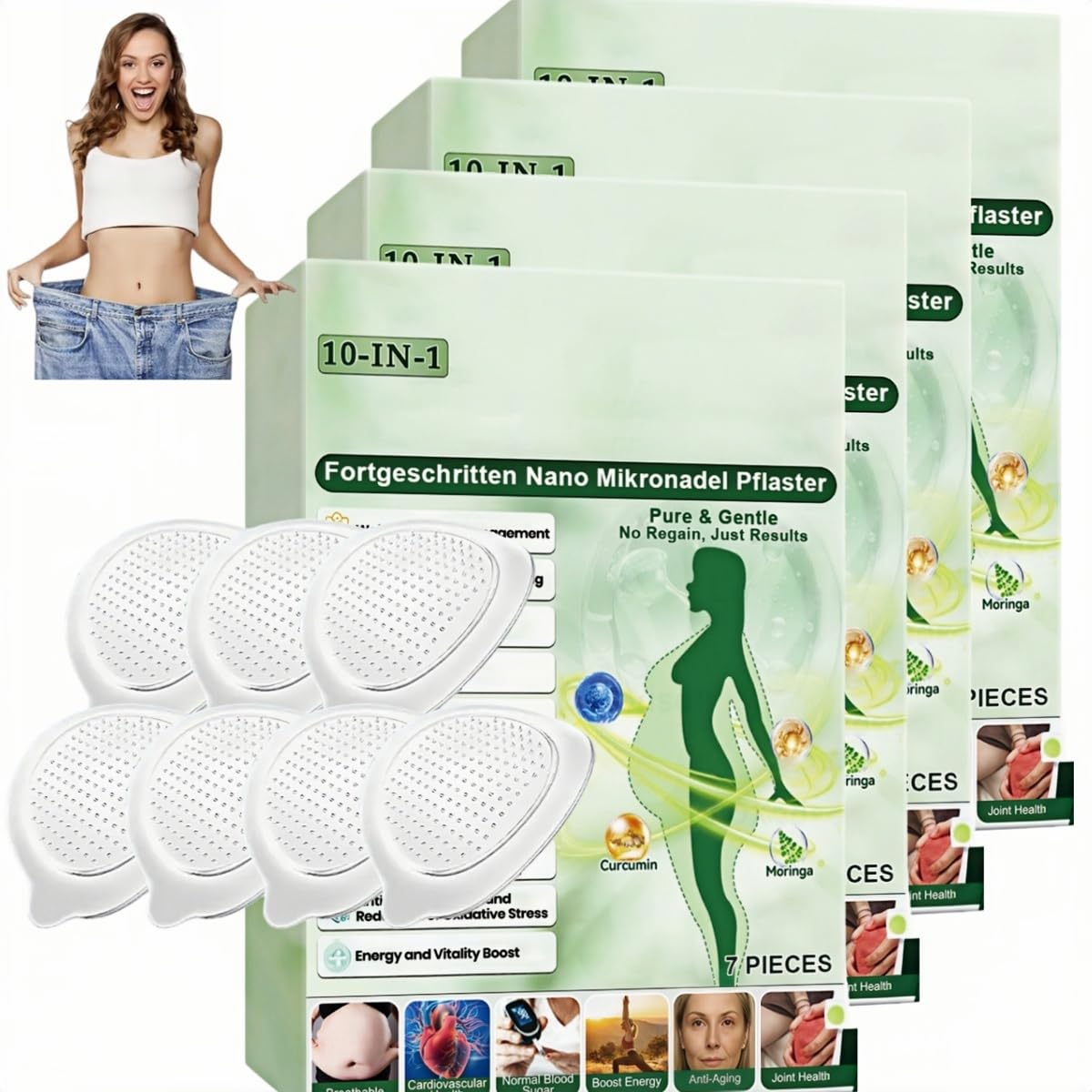 Moringa Berberine Patch - Natural Skin Patches for Men & Women | 4-Box Set, All Skin Types