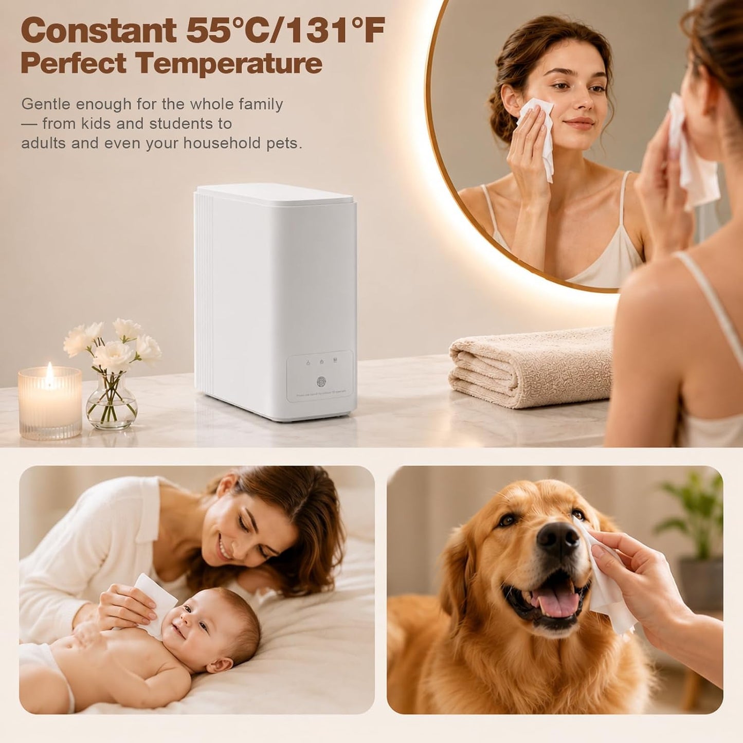 Mini Hot Towel Dispenser - Fast Heating Face Towel Warmer with Voice Alerts | 55°C (131°F) Constant Temp, 20 Towels Capacity