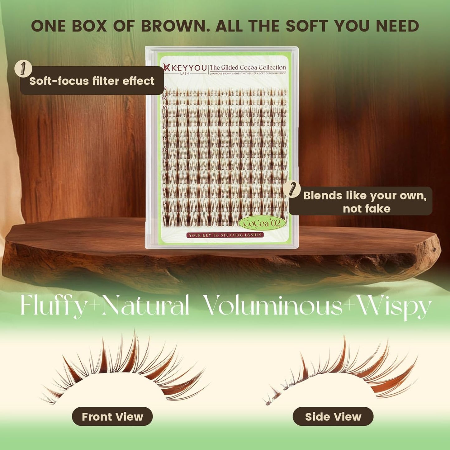 Fairy Spiky Brown Lash Clusters - Wispy C Curl Individual Lashes 8-16mm | Manga Style for DIY Anime Look