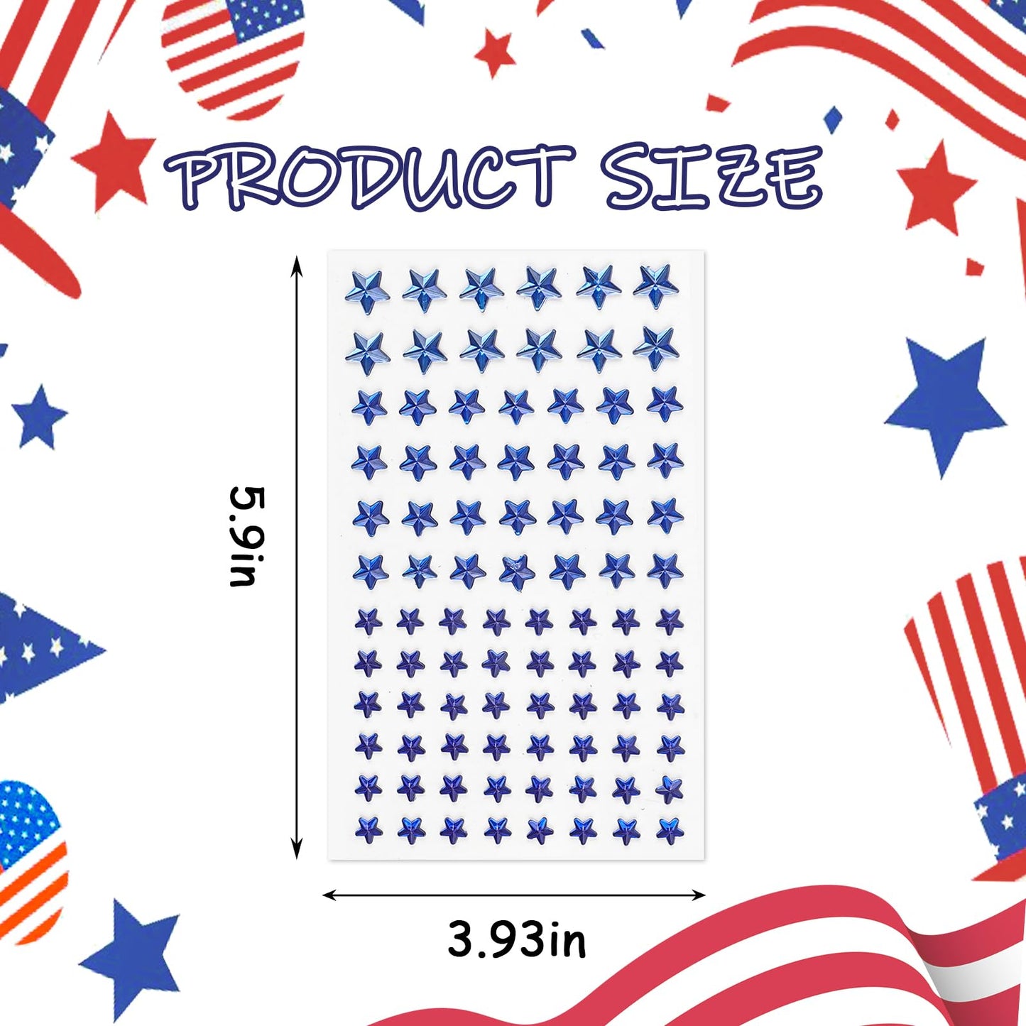Patriotic Star Rhinestone Face Stickers Set - 6 Sheets Red White Blue 3D Self-Adhesive Stars, Multi-sized Bling Gem Stickers for 4th of July, Independence Day Party, Nail Art, Face Decor, DIY Crafts