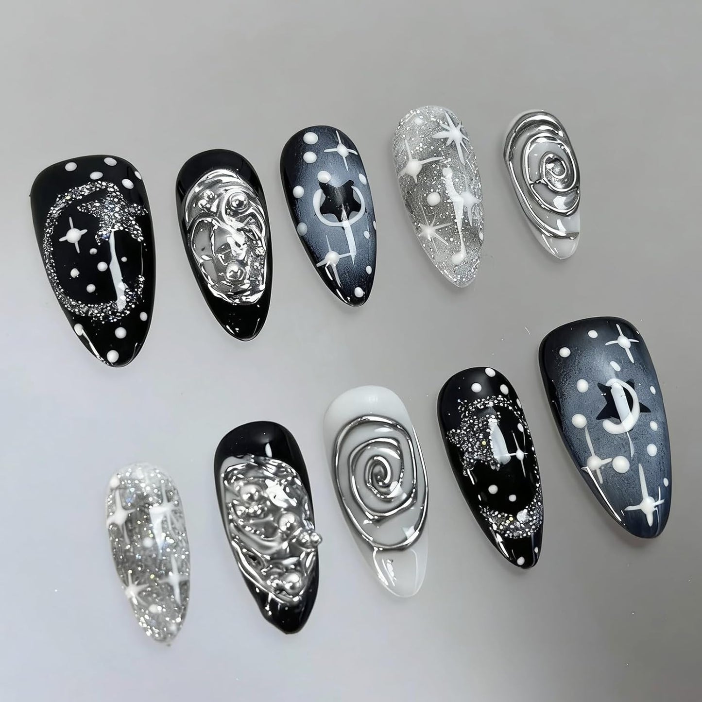 30Pcs Summer Press On Nails - Medium Almond 3D Fruit Designs | Glossy Acrylic Fake Nails for Women & Girls