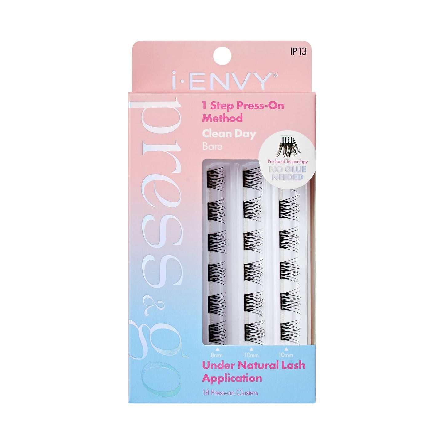 i-ENVY Press&Go Self-Adhesive Eyelashes, No Glue Needed False Eyelash Clusters, Easy Application Patented 1 Step Press-On Lashes, No Damage or Residue