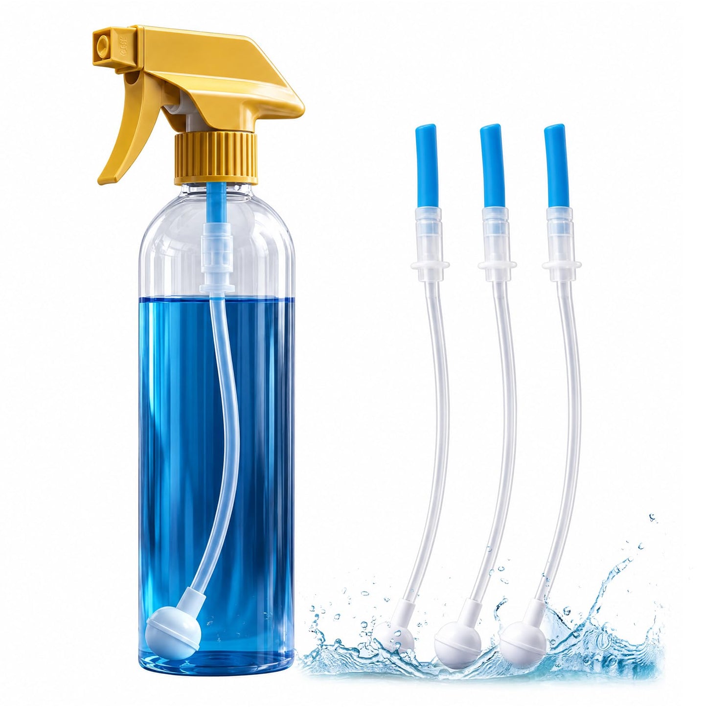 3 Pack Universal Fit 360° Spray Bottle Adapter, Reusable Tilted Spray Bottle Adapter with Flexible Tube, Weighted 360° Spray Accessories for Any Spray Nozzle, Multi-Scene Use