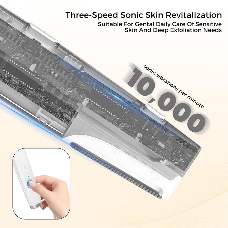 Sonic Dermaplane Razor for Women Face, Smooth Exfoliation & Peach Fuzz Facial Hair Removal, Edge Technology with LED Light, 3 Speeds Rechargeable Dermaplaning Tool with 3 Replacement Blades, White