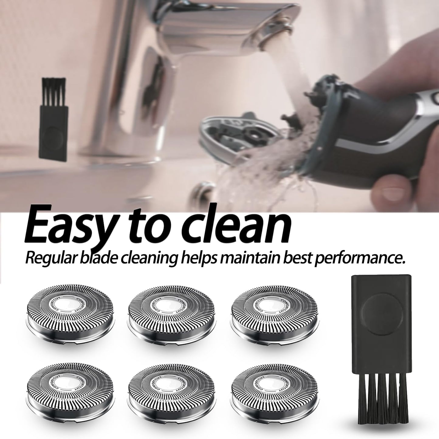GORLENT Upgraded SH30/52 Replacment Blades for Series 1000, 2000, 3000 and PTxxx series Razors, Dual-Ring Precision Shaving Heads with Titanium Coating, 6Pack.