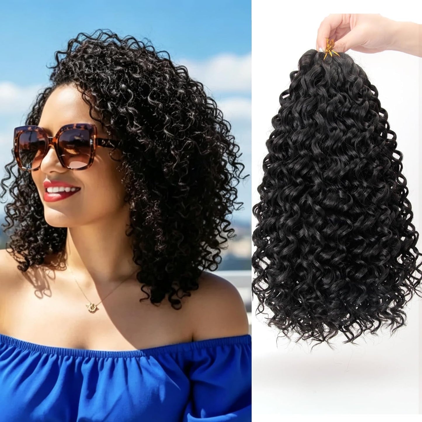 Water Wave Crochet Hair Extensions - Blonde Synthetic Bohemian Braids | 14 Inch Deep Wave (27#)