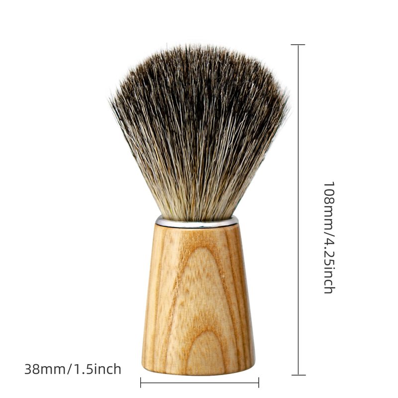 ZENGRASOIR Shaving Brush and Bowl Set Synthetic Hair Shaving Brush with Solid Wood Handle and Wooden Shaving Soap Bowl for Men Easy to Lather Fits Wet Shaving