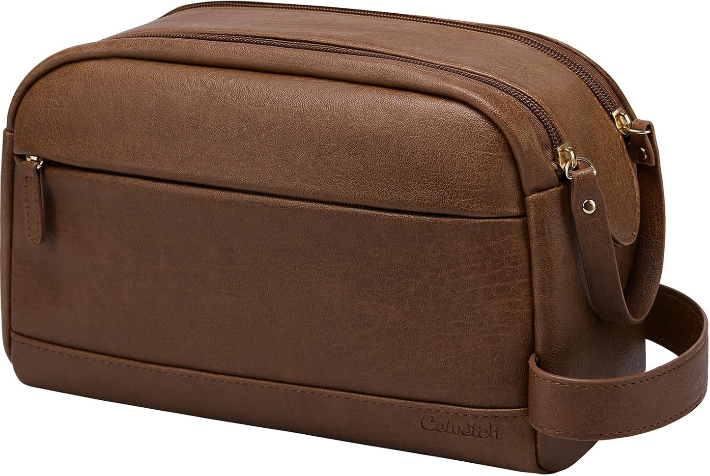 Toiletry Bag for Men - Water Resistant PU Leather Travel Organizer | Dark Brown