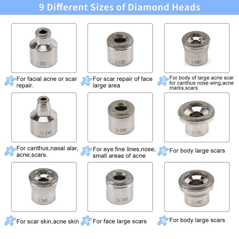 Microdermabrasion Tips Set - 9 Replacement Tips & 3 Wands | Compatible Accessories for Smooth Skin