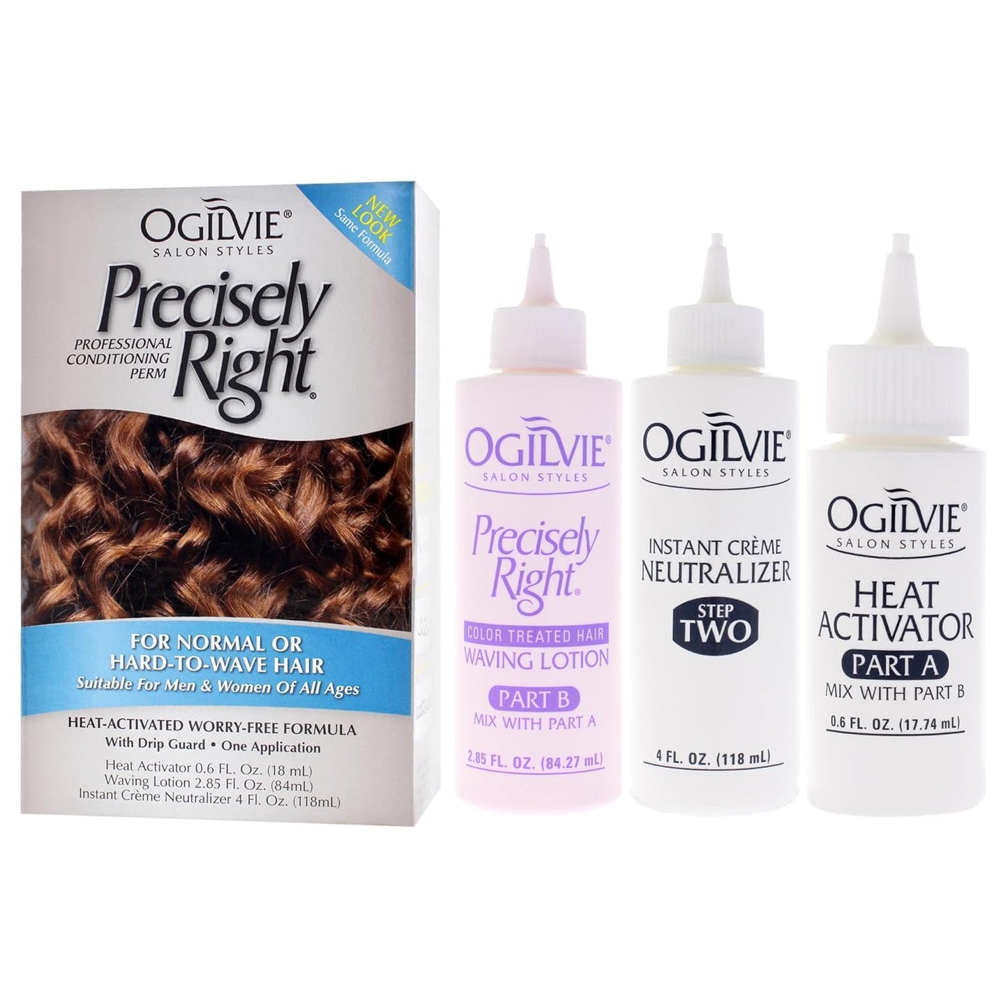 Professional Conditioning Home Perm Kit for Men & Women - Heat-Activated Formula for Normal or Hard-to-Wave Hair - 1 Application