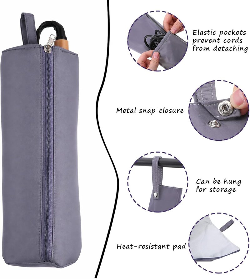 Curling Iron Travel Case - Heat Resistant Portable Bag for Hair Tools | Zip Closure, Ideal for Travel