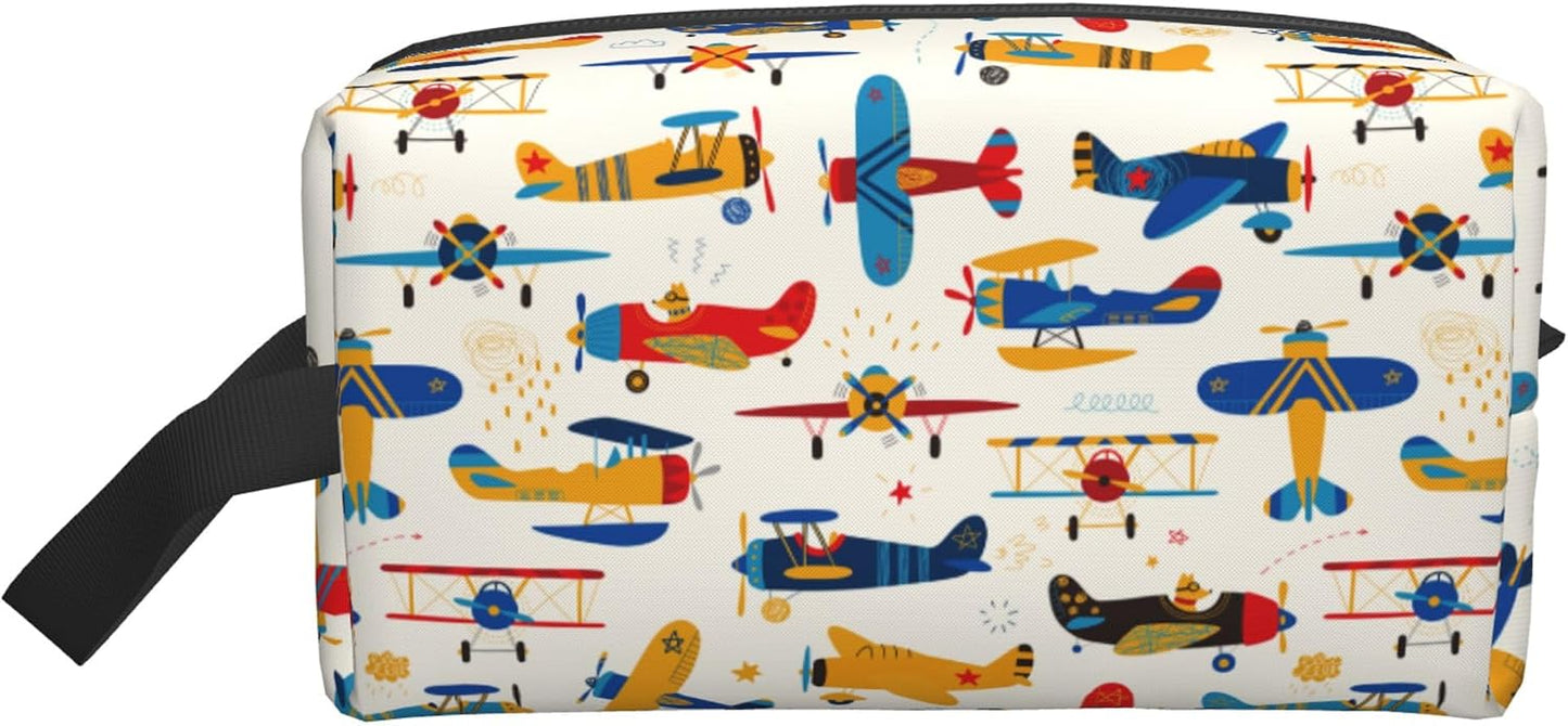 Kids Travel Toiletry Bag - Waterproof Hanging Cosmetic Pouch for Boys & Girls | Helicopter Design