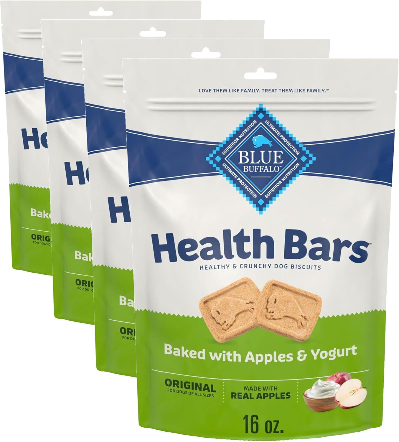 Blue Buffalo Dog Treats - Pumpkin & Cinnamon Crunchy Health Bars | Oven-Baked, Natural Ingredients, 16 oz.