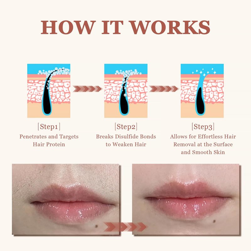 Facial Hair Removal for Women, Depilatory Cream for Face with Post-Care Soothing Cream, Flawless Hair Removal for Pubic Sensitive Skin At Home w/Spatula, 2.37 Fl Oz