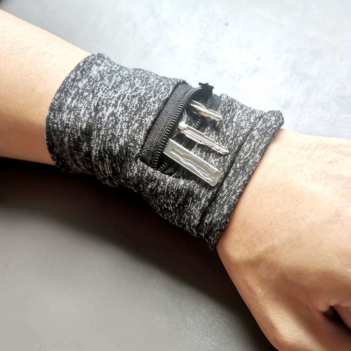 Unisex Wrist Wallet Bag - Durable Polyester Zipper Pouch with Adjustable Strap | Grey, Perfect for Gym, Running & Travel
