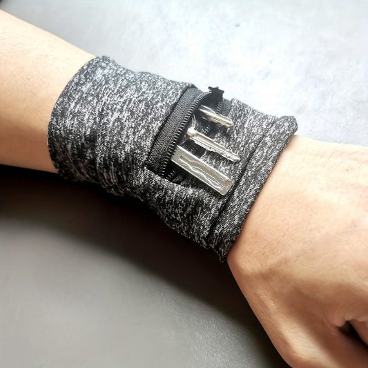 Unisex Wrist Wallet Bag - Durable Polyester Zipper Pouch with Adjustable Strap | Grey, Perfect for Gym, Running & Travel