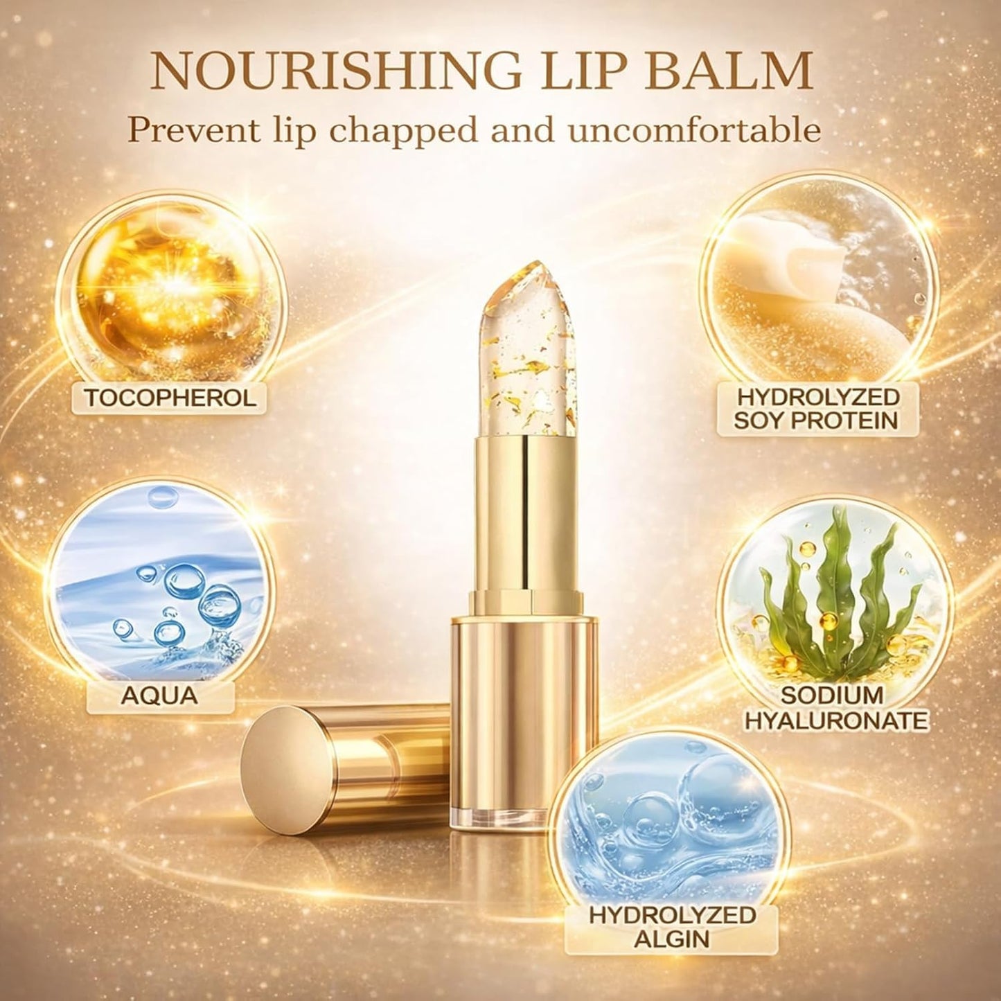Color Changing Lipstick - Gold Crystal pH Moisturizing Lip Gloss | 24HR Transferproof, Perfect Gift Set (2 Pack)