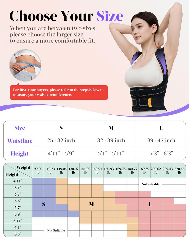 Posture Corrector for Women and Men, 5 Full Back Support Brace Rods, FSA&HSA Eligible, Adjustable Shoulder Straightener, Improving Hunchback Posture, Upper and Lower Back, Neck Pain Relief, Medium
