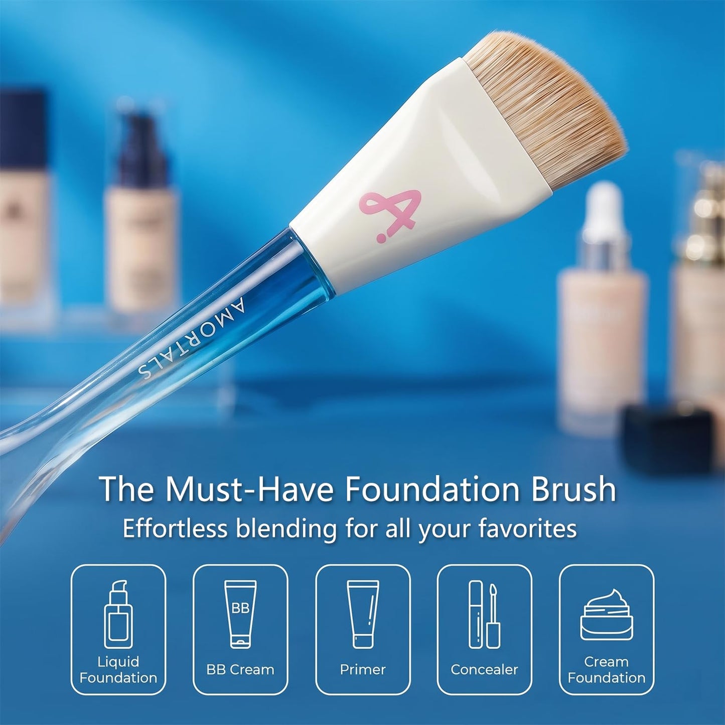 Ultra-Thin Flat Foundation Brush - Professional Makeup Tool for Liquid & Cream | Streak-Free Blending, Soft Synthetic Bristles