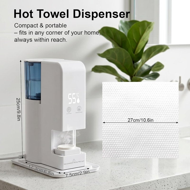 Towel Warmer Machine - Portable Face Towel Heater with Steam | 5-Second Fast Heating, 55°C (131°F) Constant Temperature, 100PCS Towels Included