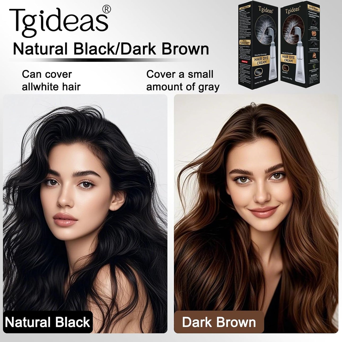 Hair Dye Cream Comb - Natural Plant Extract, Ammonia-Free Gray Coverage for All Hair Types | Dark Brown, 2.8 Oz