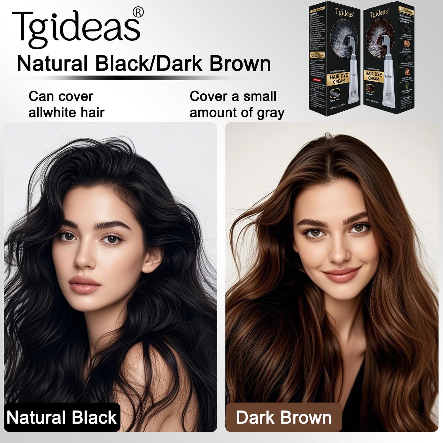 Tgideas Hair Dye Comb Root Touch Up, Ammonia Free Gray Coverage, Dark Brown