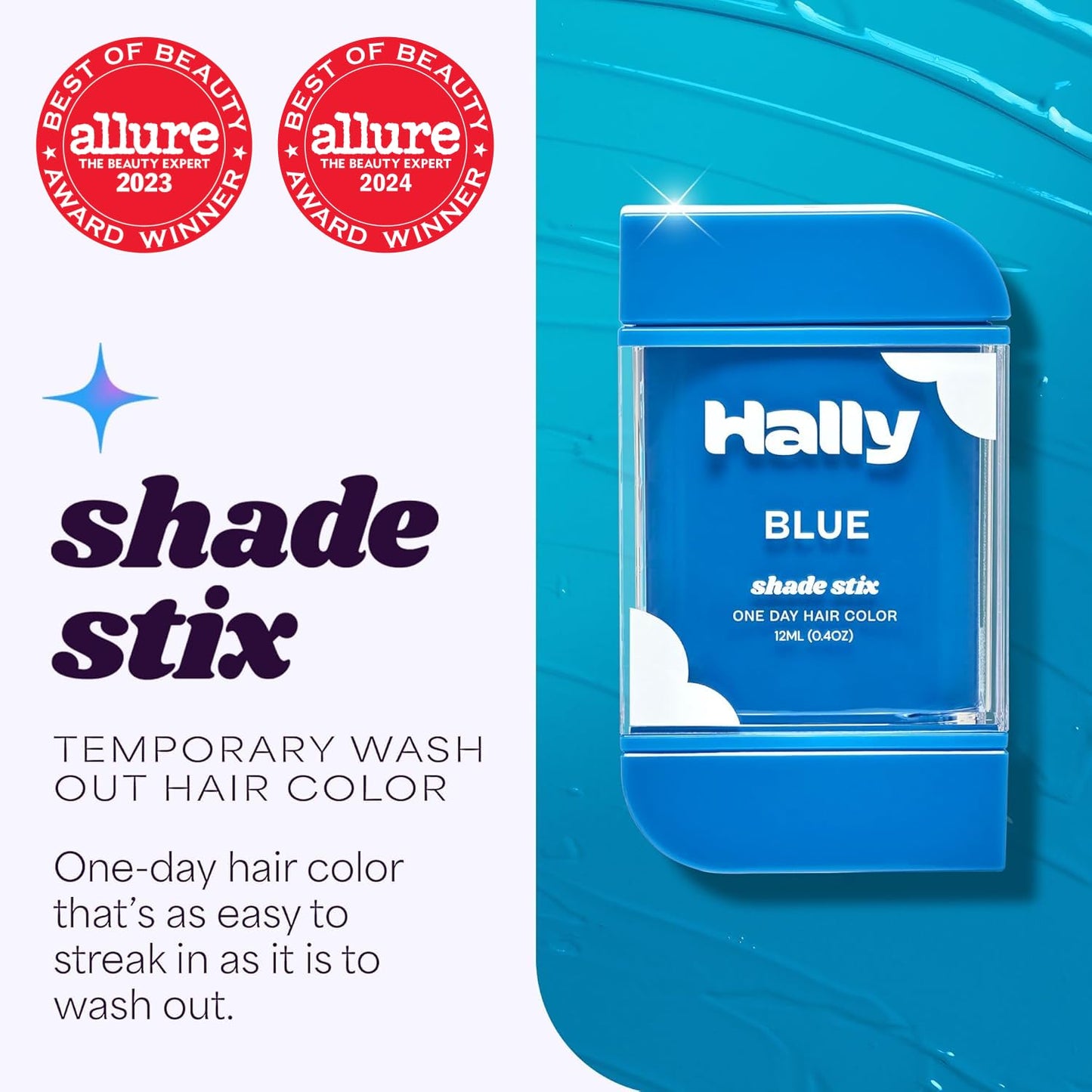 Hally Hair Temporary Color Stix - Washable Blue Hair Chalk for Kids, Teens & Adults | 12 ml Perfect for Festivals & Parties