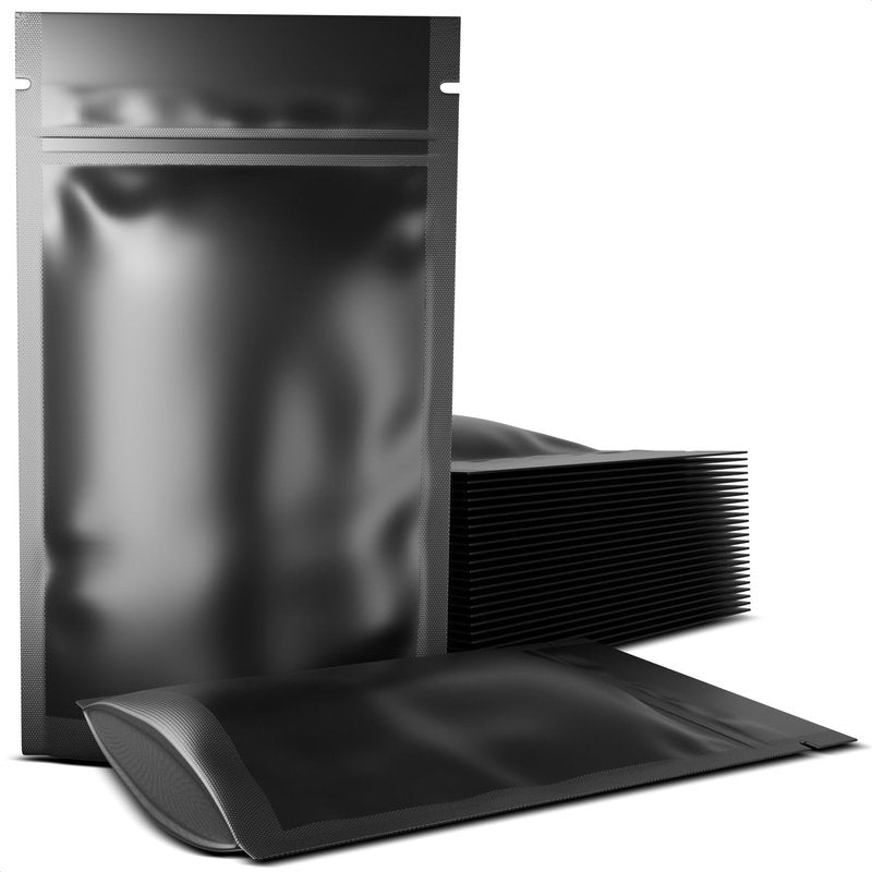 100Pcs Black Mylar Bags for Food Storage - Smell Proof Bag Small Ziplock Bag Organizer Kitchen Storage Small Jewelry Bags - 6x4 Heat Seal Bags Mylar Food Storage Bags Resealable Bags Candy Bags