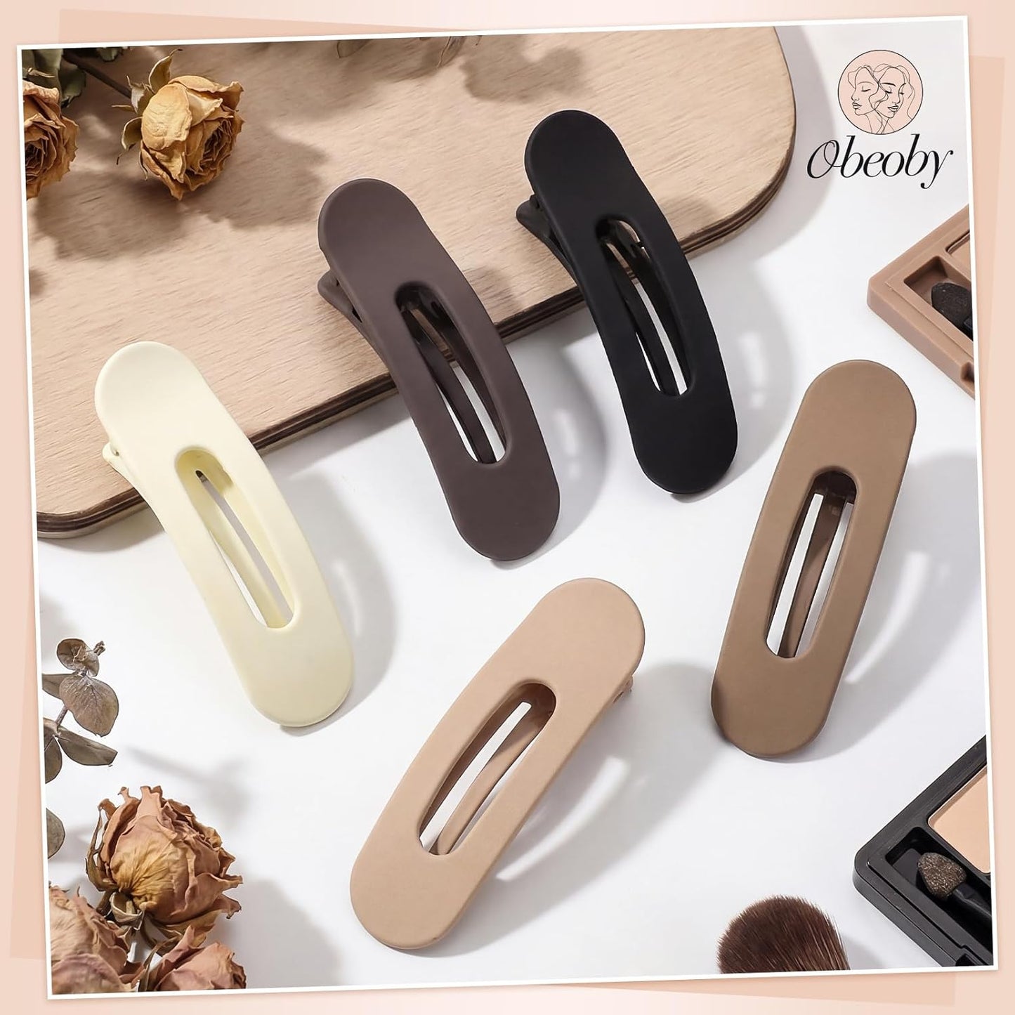 15 Pcs Small Flat Hair Clips - 3.1 Inch Medium Claw Clips for Short Thin Hair | 5 Natural Colors