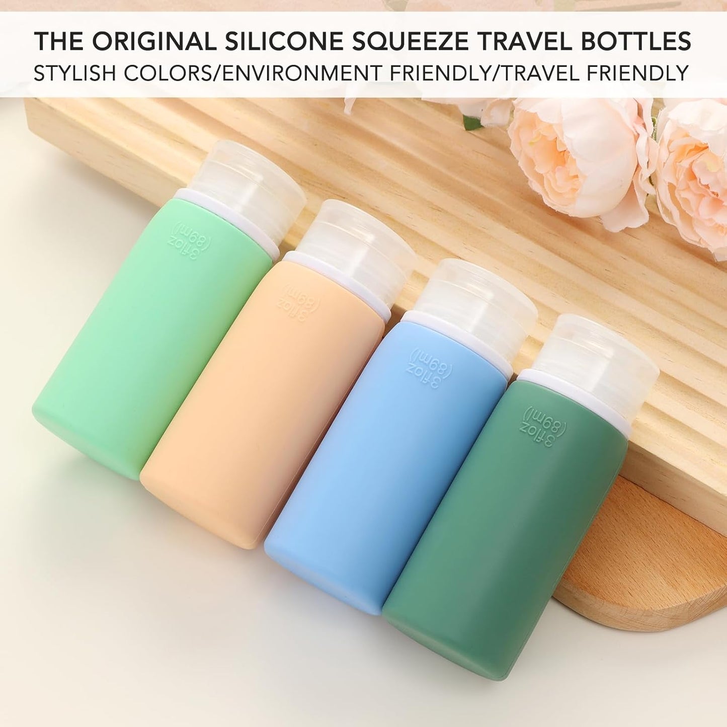 Travel Bottles for Toiletries - 21 Pack Leak-Proof Silicone Containers | TSA Compliant, BPA Free, Green