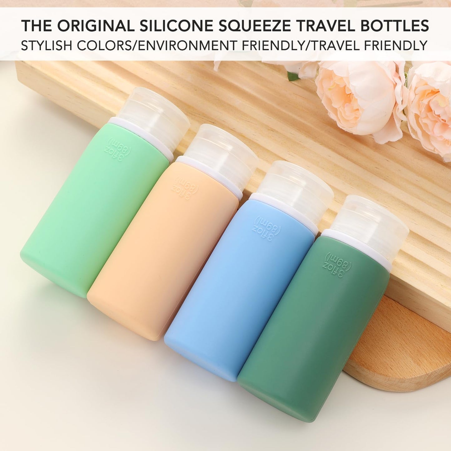 Muslish 21 Pack Travel Bottles for Toiletries, Leak-Proof TSA Compliant Silicone Travel Size Containers for Shampoo and Conditioner, BPA Free with Toiletry Bag (Green)