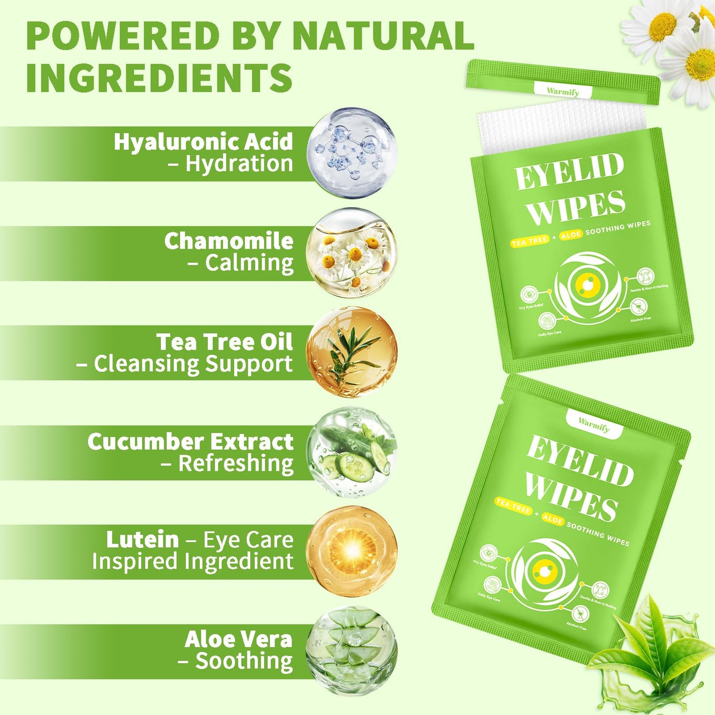 80 Pcs Tea Tree Oil Eyelid Wipes, Individually Wrapped Eye Lid Cleansing Wipes for Sensitive Eyes, Gentle Daily Eyelid Cleanser for Dry Eyes, Lash & Lid Hygiene, Alcohol-Free