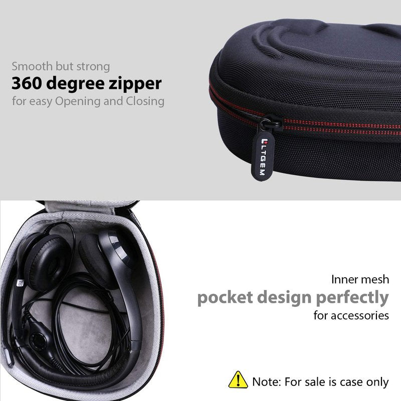 Headset Headphone Case Compatible with Logitech H390, H430, H570e, Zone 300, Zone 301 or JLab Go Work, JIAMQISHI, EAGLEND Headset, Black+Gray(Case Only)