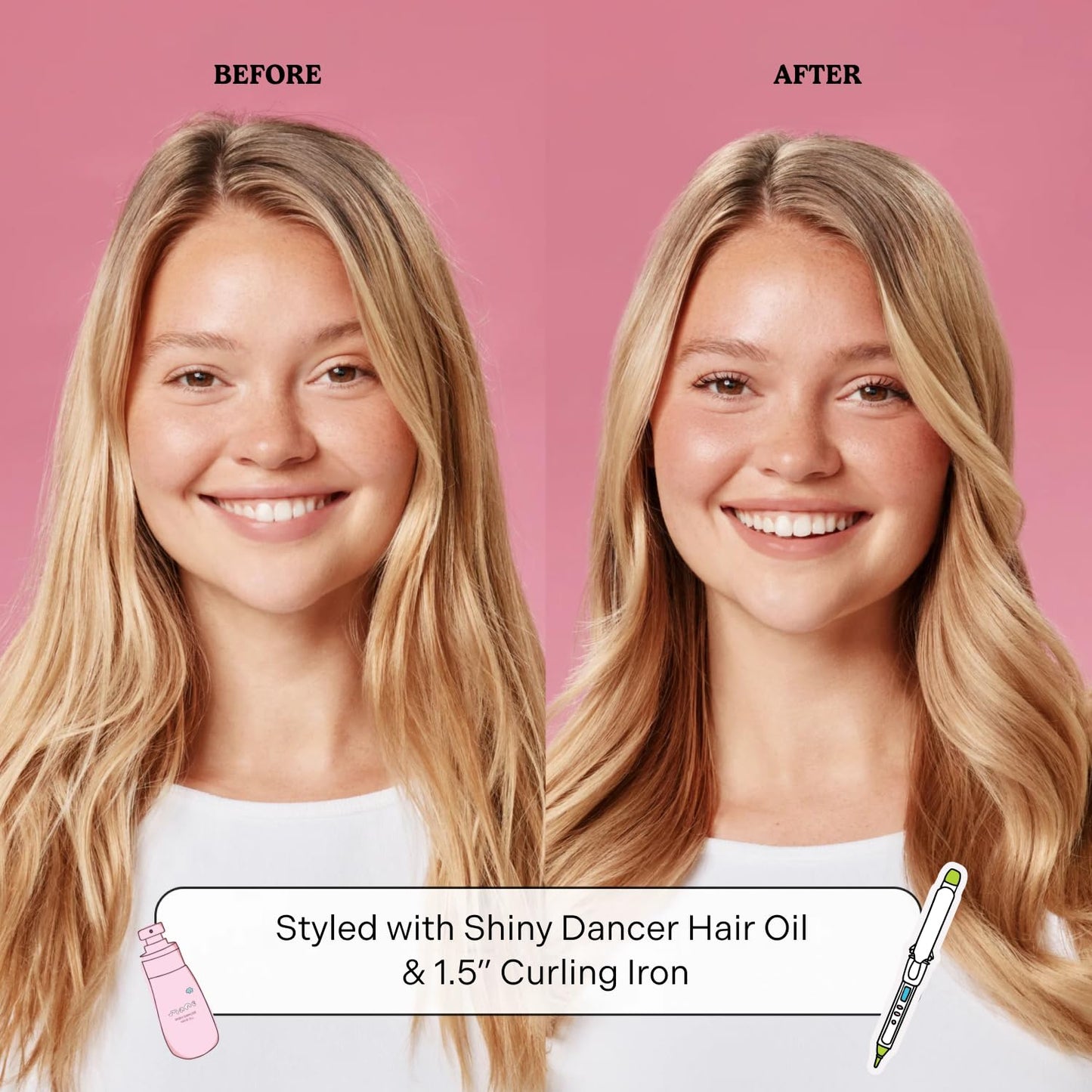 Mane Shiny Dancer Nourishing Hair Oil - Lightweight Hair Oil for Fine Hair, Anti Frizz & Shine - Heat Protection for Dry and Damaged Strands - Rose Lychee Vanilla Scent (2.5 Fl Oz)