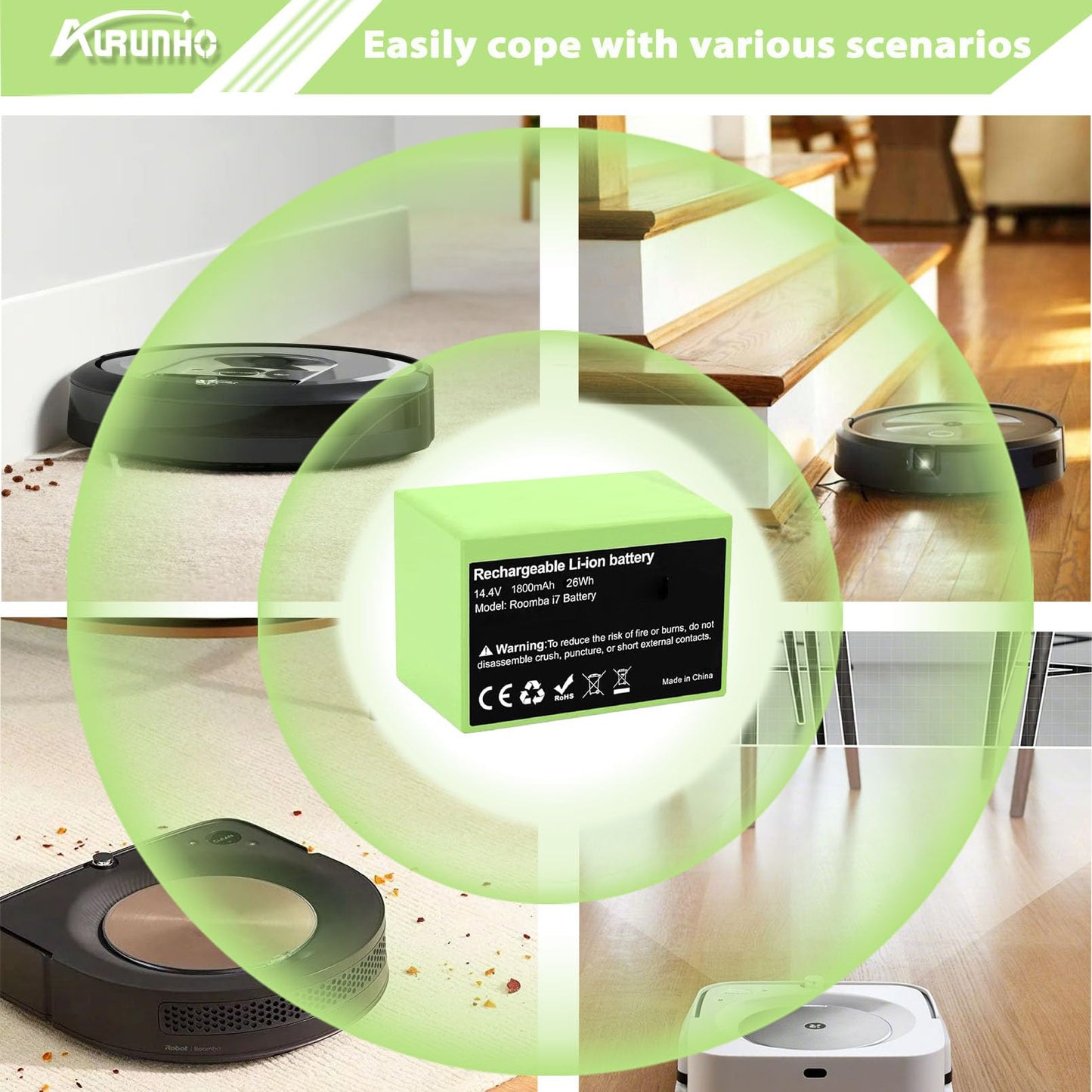 AURUNHO for Roomba Replacement Battery ABL-D1 Compatible with Roomba i and e Series i3 i4 i7 i8 3150 i3+ 3550 4150 i4+ 4552 i6 i7158 i7+ j7 7150 7550 i8+ e5 e6 e5150 e5152 e6198