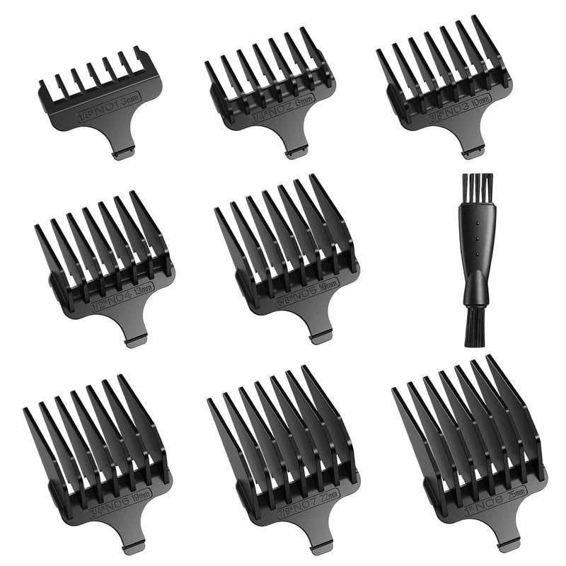 Replacement Guide Comb for Wahl 40mm T-Blade Trimmers - 8 Pack Attachment Guards (1/8" to 1")