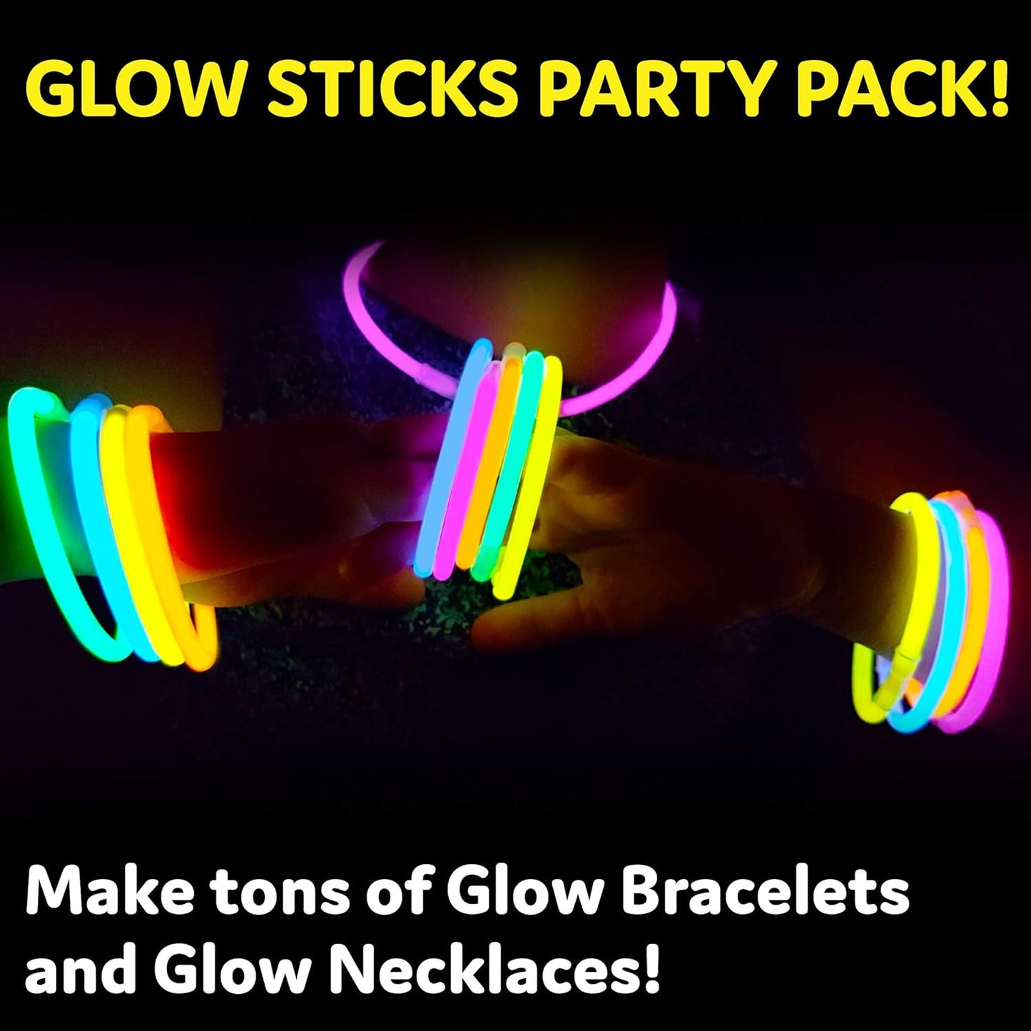 Glow Sticks Party Supplies - 100pk 8-Inch Glow in the Dark Light Up Sticks | Neon Party Favors & Decorations