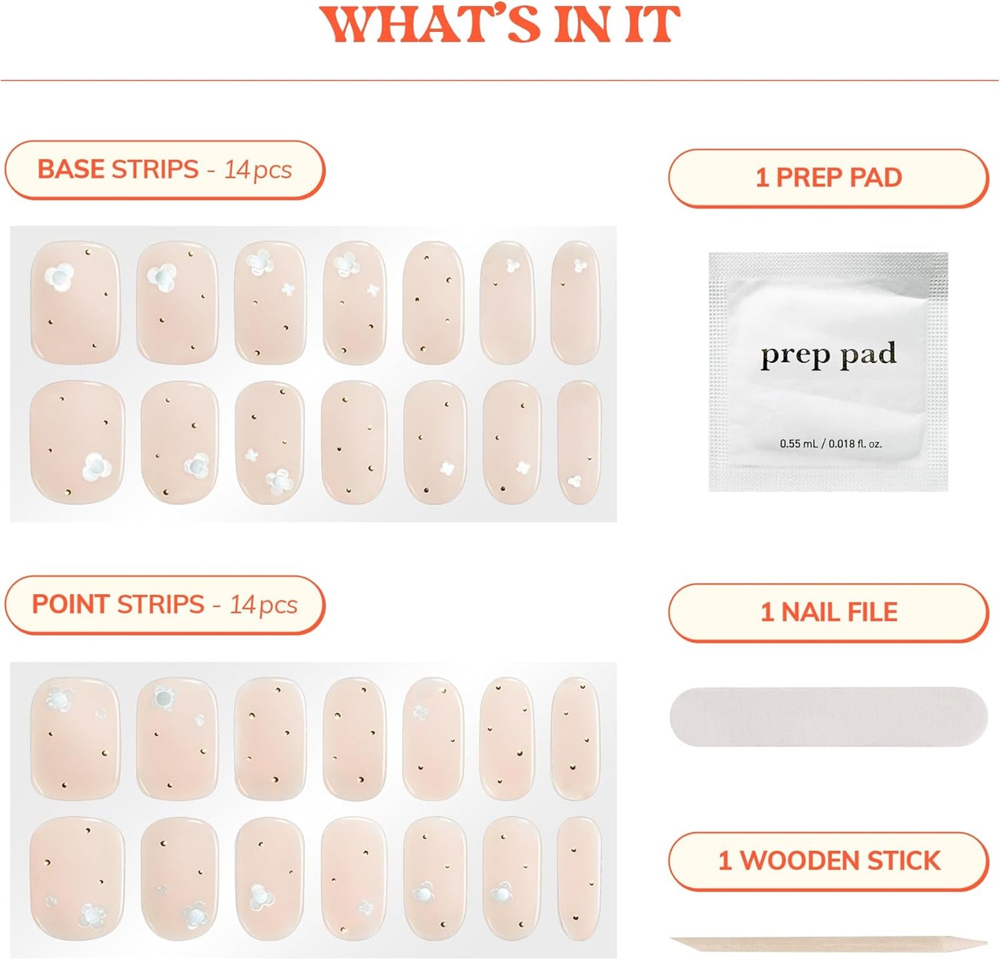 Semi Cured Gel Nail Strips - Pink Solid | No LED Lamp Needed, Easy Apply & Remove | 28 Strips, Prep Pads, Nail File & Stick