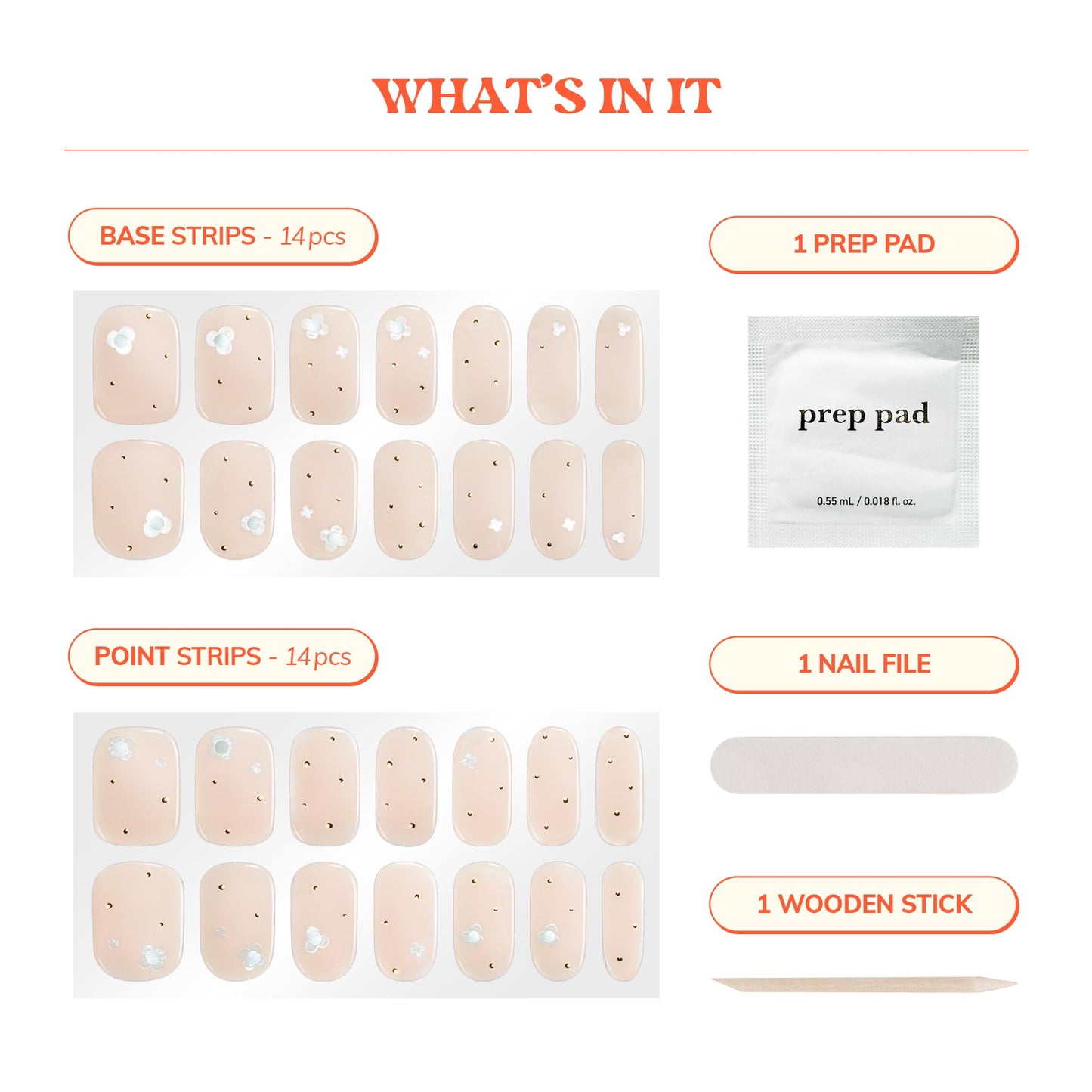 Heyhae Semi Cured Gel Nail Strips | No LED Lamp Needed | Pink, Solid | Easy Apply & Remove, Salon Quality | Includes 28 Strips, 1 Prep Pads, Nail File & Wooden Stick - Hey, Freshly Picked