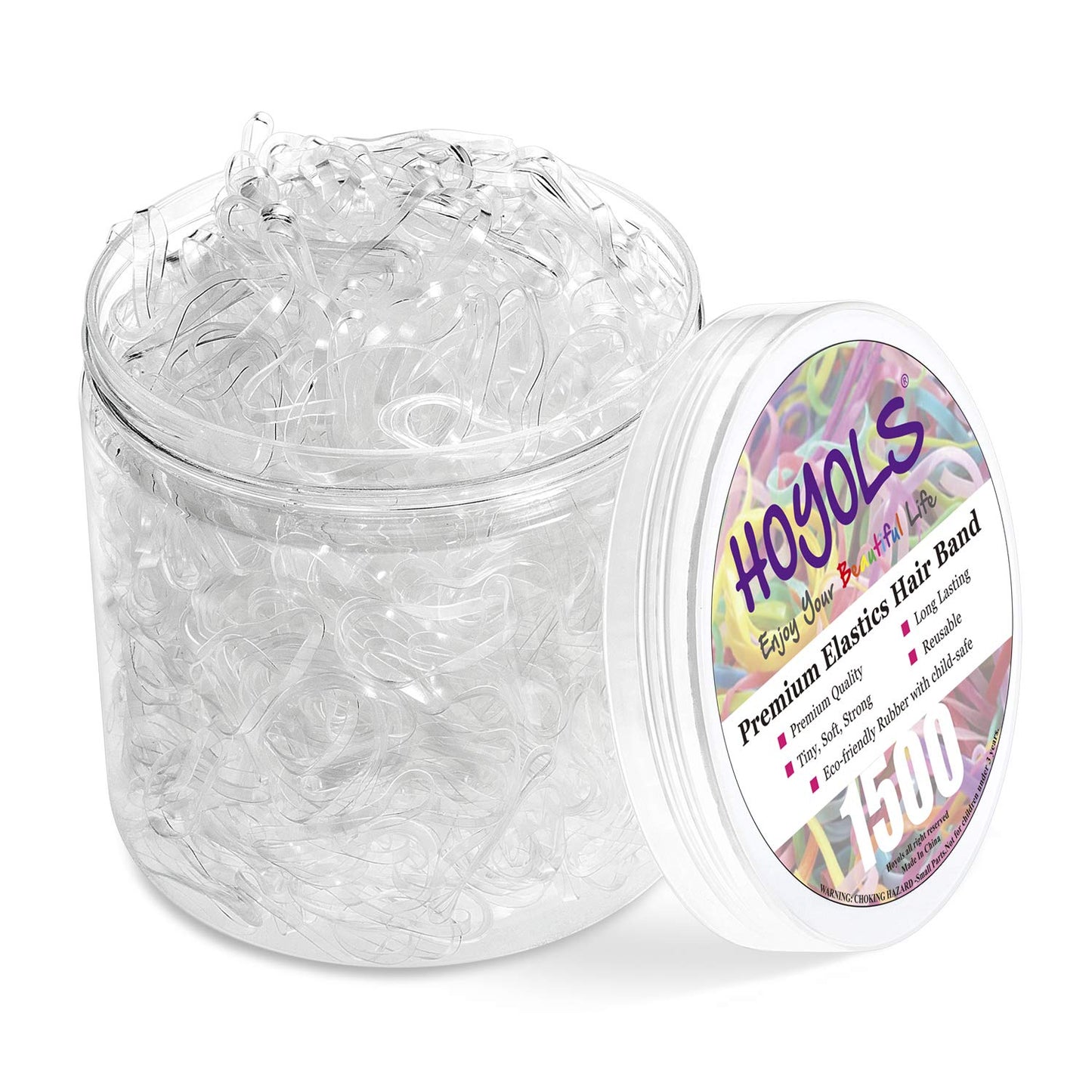 Clear Elastic Hair Rubber Bands - 1500 Mini Ponytail Holders for Kids | No Crease, 1 Inch TPU