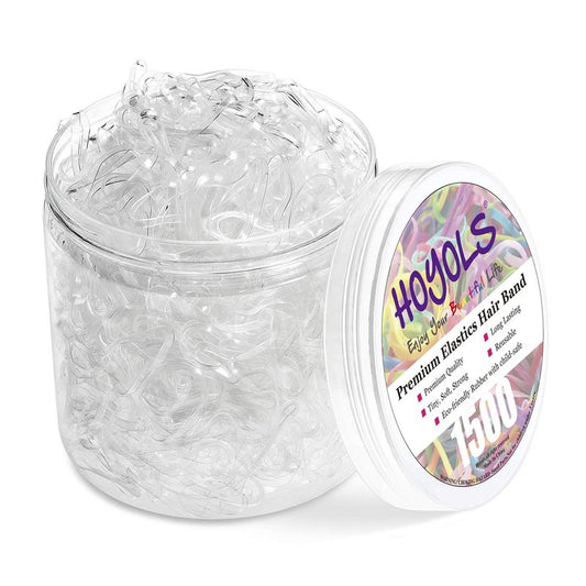 Clear Elastic Hair Rubber Bands - 1500 Mini Ponytail Holders for Kids | No Crease, 1 Inch TPU
