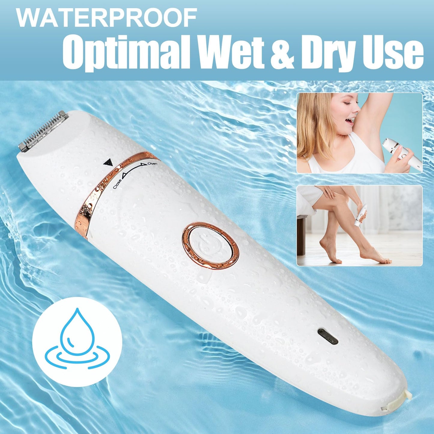 Hair Removal Epilators Facial Bikini Trimmer for Women, Painless Waterproof Electric Foil Shaver Razors for Facial Leg Body Armpit, IPX7 Waterproof & Easy Cleaning