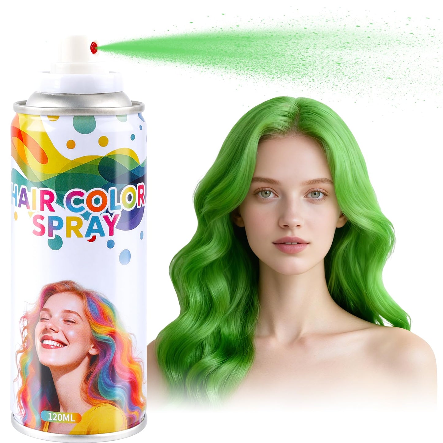 Temporary Hair Color Spray,St Patrick's Day Outfit,Non-Stick Hairspray for Women Men,One-day Washable Hair Dye Spray for Party Halloween Cosplay DIY Christmas (Green)