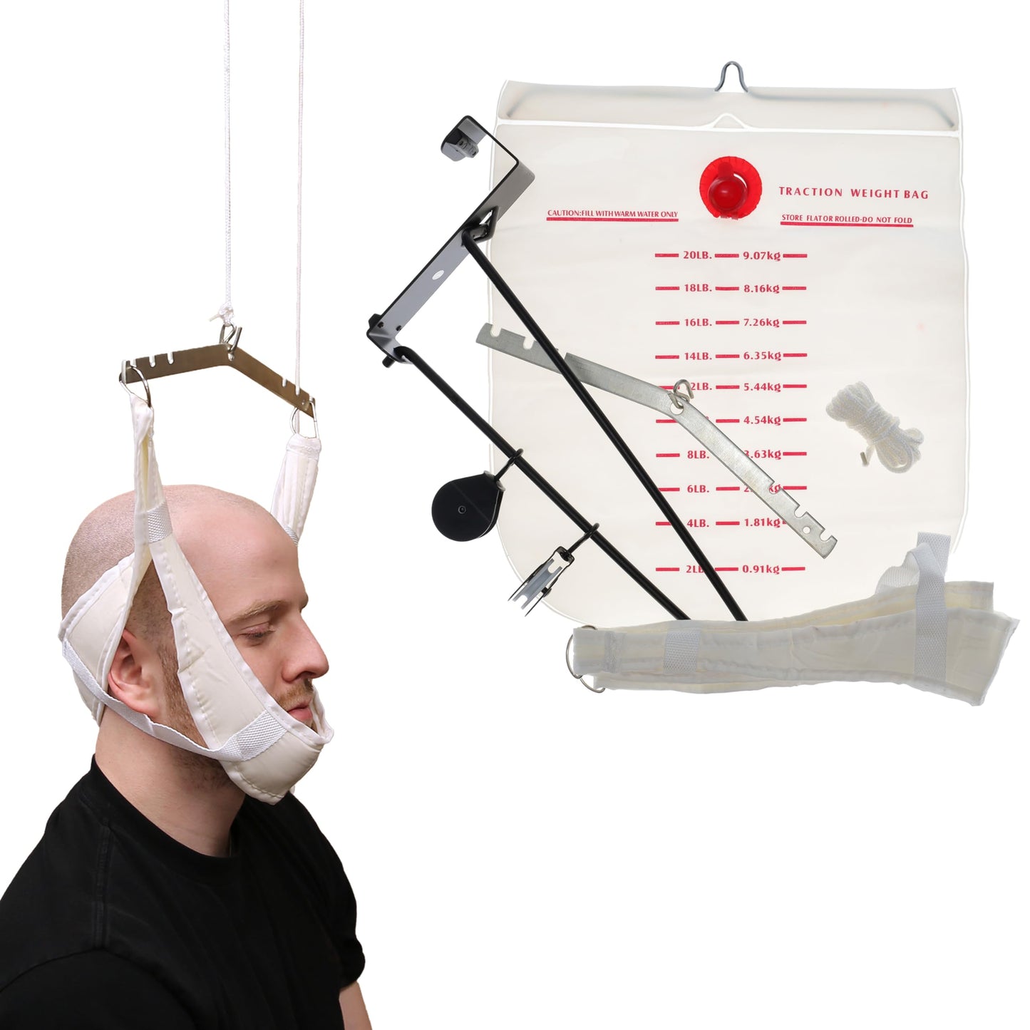BodyMed Cervical Traction Device - Over-The-Door Neck Cradle Stretcher for Home Therapy for Vagus Nerve and Spinal Decompression - Discomfort Aid Physical Therapy Equipment