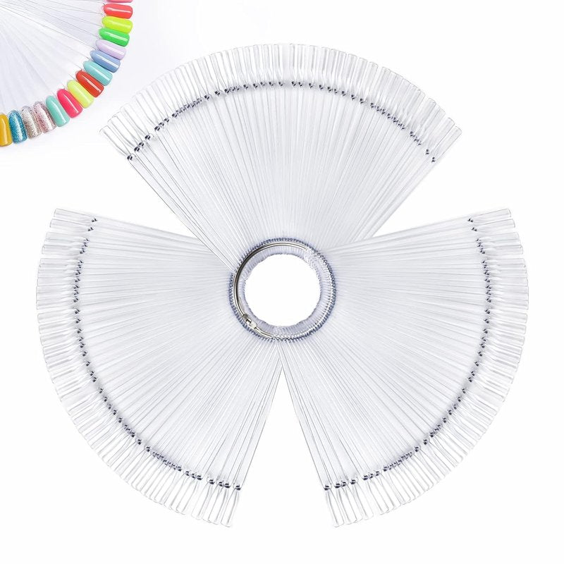 AZUREBEAUTY Clear Nail Color Sticks - 150 Pcs Fan Shape Display Tips | Nail Art Practice Tools