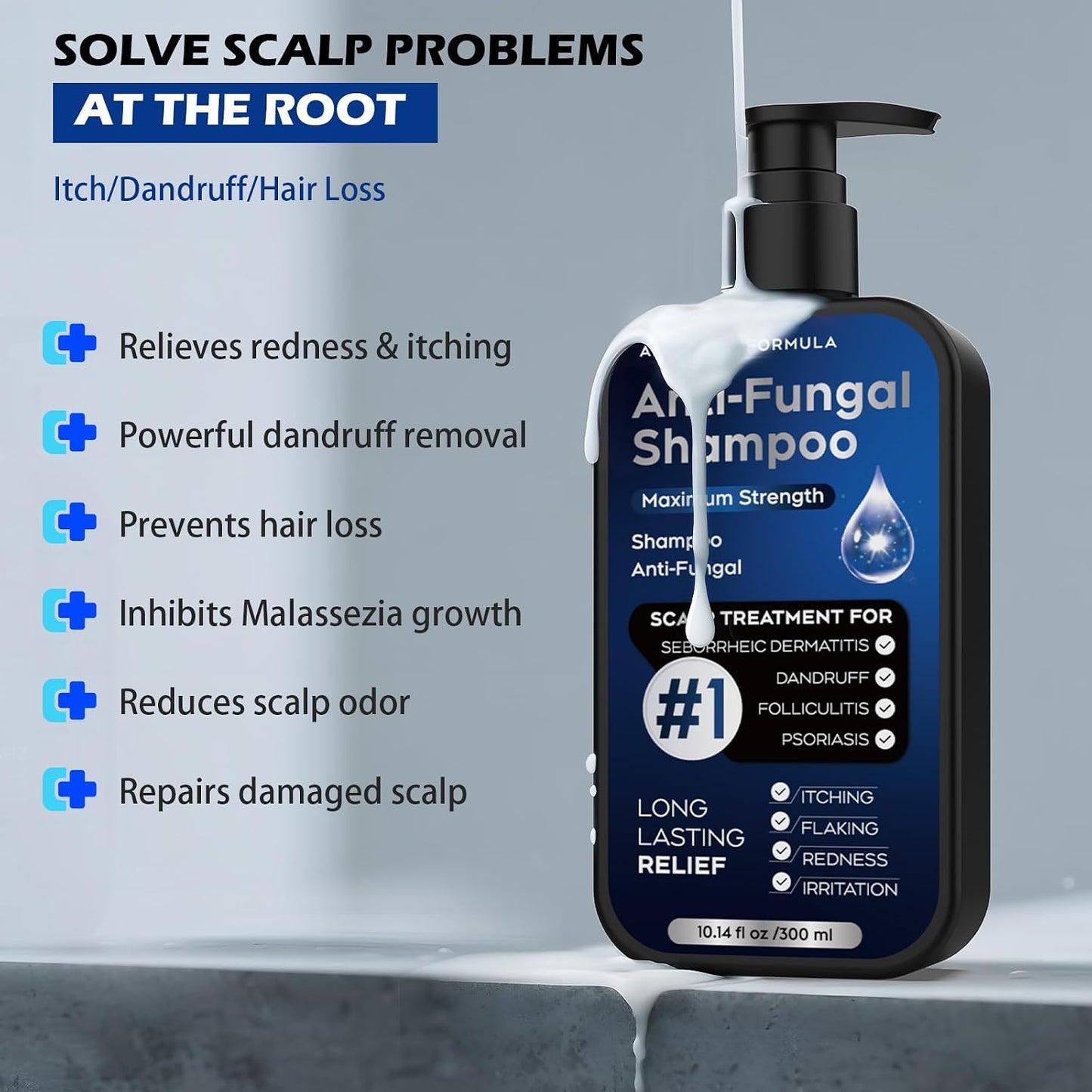 Antifungal Psoriasis Shampoo - Relieves Scalp Itching & Dryness | 10.1 Fl Oz, Sulfate-Free