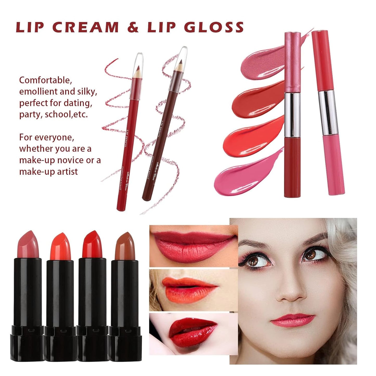 Professional Makeup Kit for Teens & Women - 106 Pcs with Eyeshadow Palette, Lipstick Set, Concealer, Foundation & Brushes | Red
