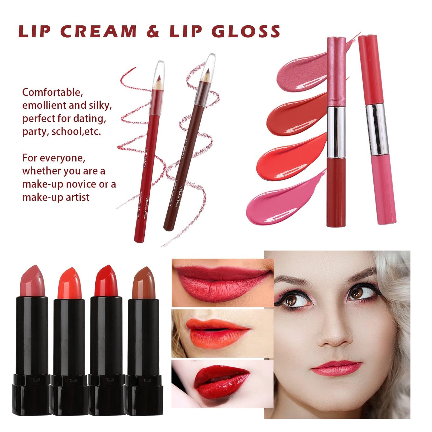 Hegafoo All in One Makeup Kit for Teens, 106 Pcs Professional Makeup Kit for Women Full Kit, Include Eyeshadow Palette, Lipstick Set, Concealer, Foundation, Lipgloss, Make-up Brush(Red)