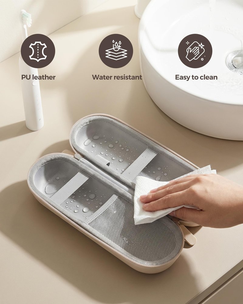 ProCase Electric Toothbrush Travel Case for Oral-B 1000/1500/5000/6000/7000/7500/9600 & iO 7/8/9/10, Philips Sonicare 1100/4100/5100/5300/6100, Water-Resistant Hard Case -L,Beige