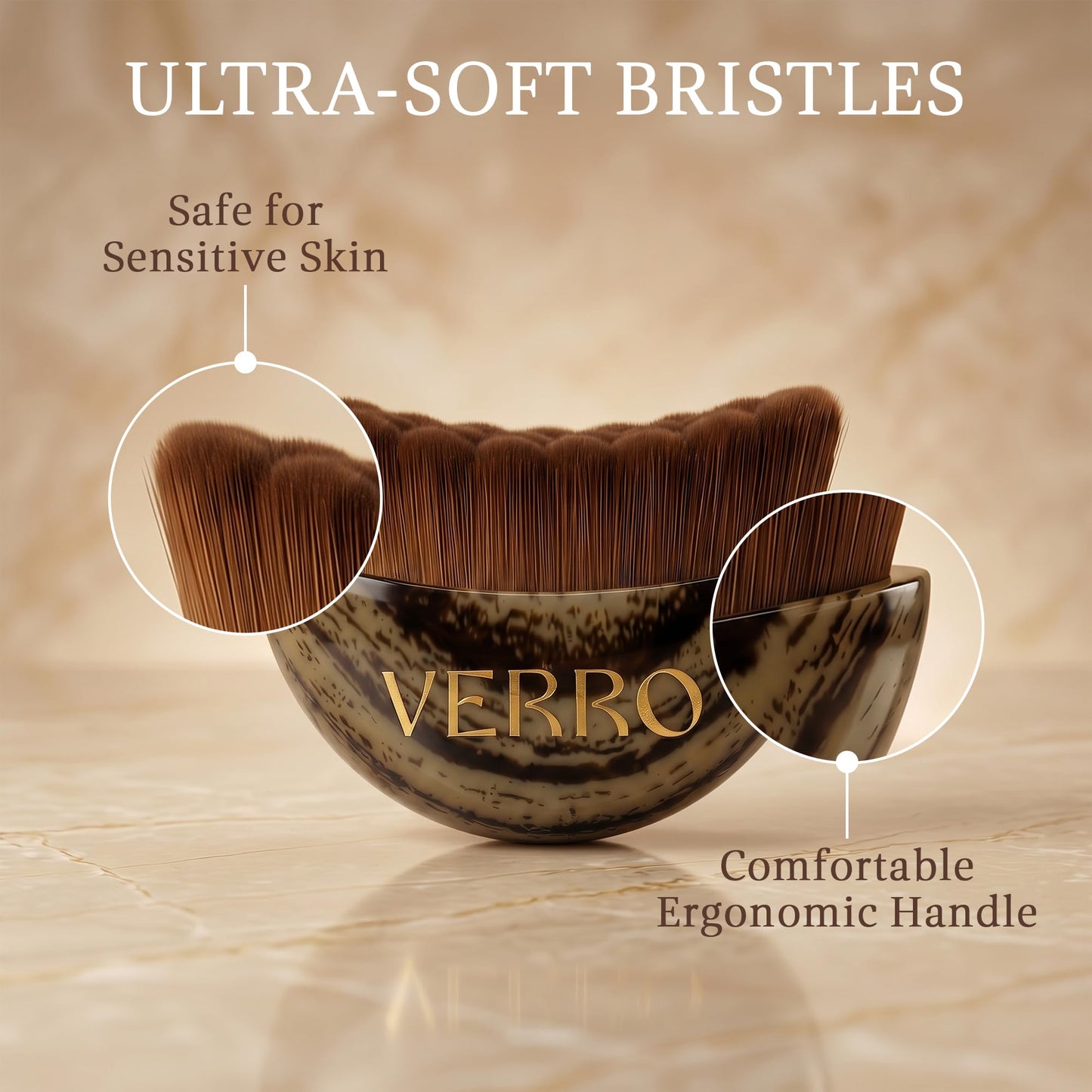 VERRO Lymphatic Face Brush Set (2 Pack) – Facial Dry Brush for Face Sculpting, Lymphatic Drainage & Puffiness Reduction, Ultra Soft Bristles, Individually Sealed + Travel Cases (Marble)